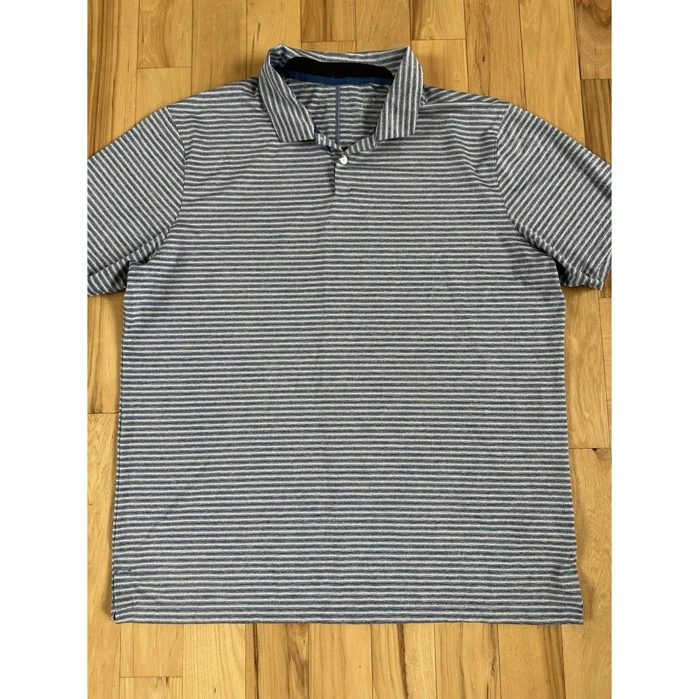 Nike TW Tiger Woods Shirt Mens XL Vapor Dry Blue Stripe Golf Polo BQ6722-431